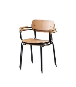 Jakob Thau J183 - Holmen - Stabelstol m. armlæn - Stål - Eg Outlet
