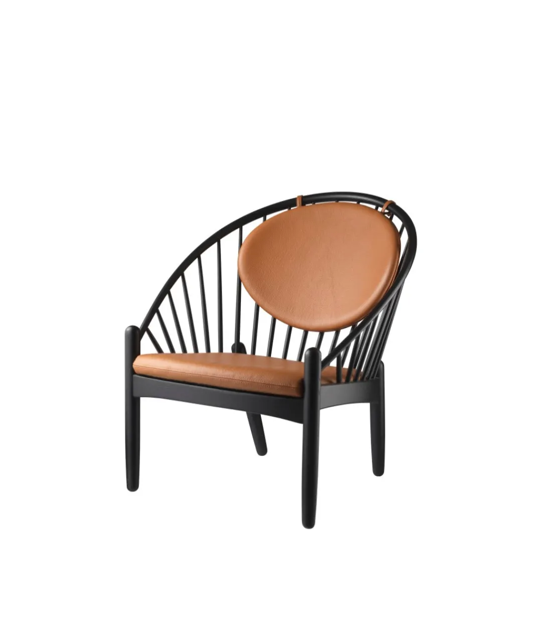 Poul M. Volther J166 Jørna - Stol - Jet Black - Cognac læder Discount