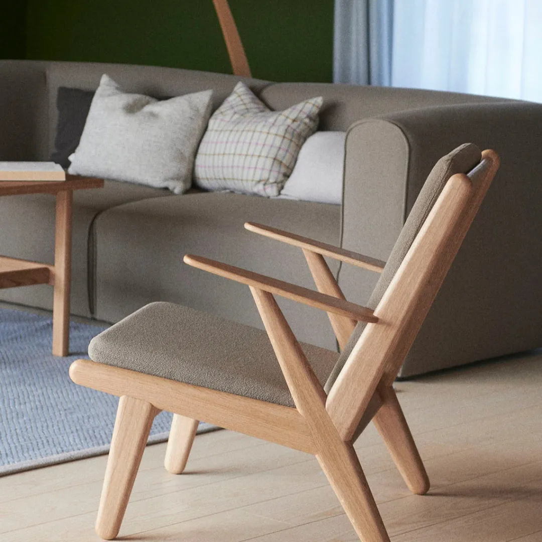 Poul M. Volther J53 - Lænestol - Eg - Taupe Sale