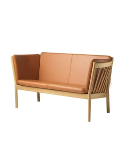 Erik Ole Jørgensen J148 - 2 pers. sofa - Eg - Cognac læder Clearance