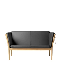 Erik Ole Jørgensen J148 - 2 pers. sofa - Eg - Sort læder New