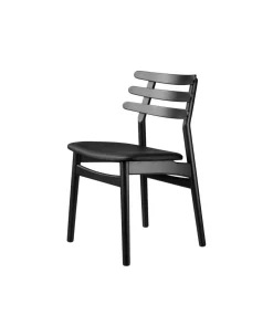 Poul M. Volther J48 - Stol - Eg - Jet Black - Sort læder